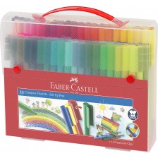 Комплект цветни флумастери Faber-Castell Connector - 80 цвята + 12 клипса -1