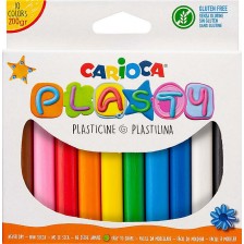 Комплект пластилин Carioca Plasty - 10 цвята, 200 g