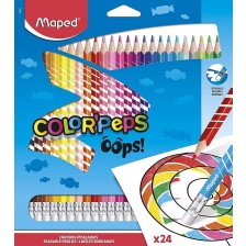 Комплект моливи Maped Color Peps Oops - 24 цвята, изтриваеми -1