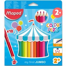 Комплект флумастери Maped Color Peps - My First Jumbo, 18 цвята