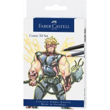 Комплект за комикси Faber-Castell Pitt Artist - Comic 3D, 11 броя