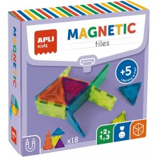 Конструктор Apli Kids - С прозрачни магнитни плочки, 18 части