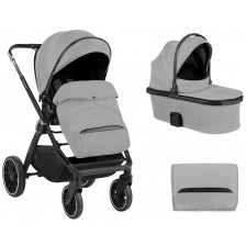 Комбинирана бебешка количка 2 в 1 KikkaBoo - Tiffany, Light Grey