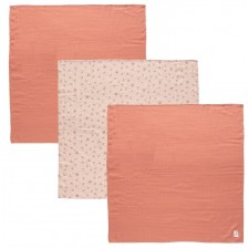Комплект тензухени пелени Bebe-Jou - 70 х 70 cm, Wish Pink, 3 броя