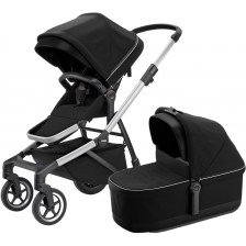 Комбинирана бебешка количка 2 в 1 Thule - Sleek, Midnight Black Aluminum