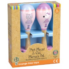 Комплект маракаси Orange Tree Toys - Мишле и коте, розов -1