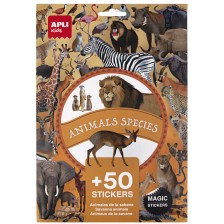 Комплект стикери Apli Kids - Животните от саваната, 50 броя
