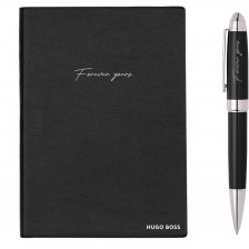 Комплект тефтер и химикалка Hugo Boss - Forever Yours, A5, черен -1