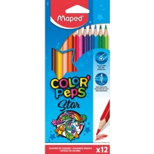 Комплект цветни моливи Maped Color Peps - Star, 12 цвята