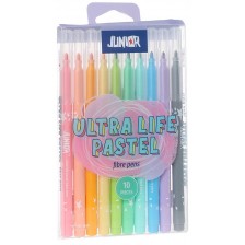 Комплект флумастери Junior - Ultra life, 10 пастелни цвята