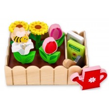 Комплект дървени играчки Lelin - Цветя за засаждане -1