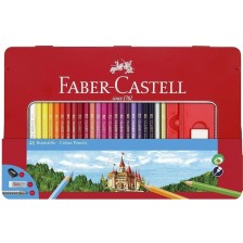Комплект цветни моливи Faber-Castell Castel - 48 цвята, метална кутия