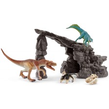 Комплект Schleich Dinosaurs - Динозаври с пещера -1