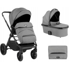Комбинирана бебешка количка 2 в 1 KikkaBoo - Tiffany, Light Grey -1