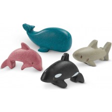 Комплект дървени играчки PlanToys - Морски животни, 4 броя -1