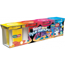 Комплект моделин Play-Toys - Неонови цветове, 400 g -1