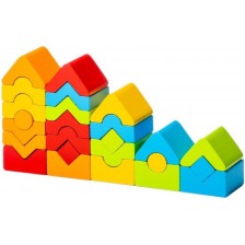 Комплект дървени блокчета Cubika - Цветни кули, 25 броя