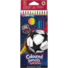 Комплект цветни моливи Colorino - Football, 12 цвята