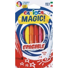 Комплект флумастери Carioca Magic - 7 цвята + 1 изтриващ