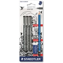 Комплект тънкописци Staedtler - Pigment Liner, 6 части -1