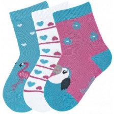 Комплект детски чорапи Sterntaler - С птици, 19/22 размер, 12-24 месеца, 3 чифта -1