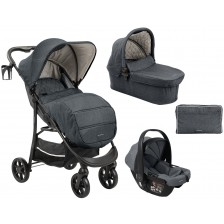 Комбинирана бебешка количка 3 в 1 KikkaBoo - Selina, Dark Grey