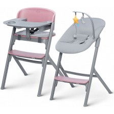 Комплект столче за хранене и шезлонг KinderKraft - Livy и Calmee, розови -1