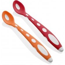 Комплект силиконови лъжички BabyJem - Оранжева и червена -1