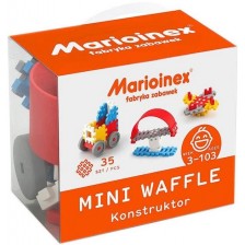 Конструктор с вафлени блокчета Marioinex - 35 части, син -1
