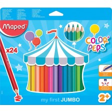 Комплект моливи Maped Color Peps - My First Jumbo, 24 цвята