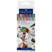 Комплект маркери Faber-Castell Metallics - 12 металически цвята, объл връх -1