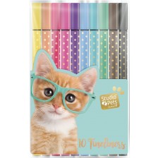 Комплект цветни тънкописци Studio Pets - 10 броя -1