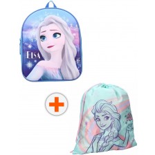 Комплект за детска градина Vadobag Frozen II - Раница и спортна торба, Elsa, синьо и розово -1