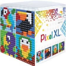 Креативен комплект с пиксели Pixelhobby - XL, Куб, птици -1