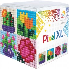 Креативен комплект с пиксели Pixelhobby - XL, Куб, Цветя -1