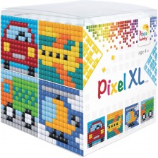 Креативен комплект с пиксели Pixelhobby - XL, Куб, Превозни средства