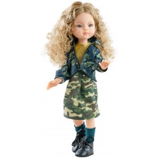 Кукла Paola Reina Amigas - Маника, с камуфлажна пола и дънково яке, 32 cm