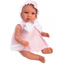 Кукла бебе Asi - Лея, с розова рокля на бели звезди, 46 cm