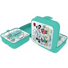 Кутия за храна Disney - Мики и Мини Маус, 1000 ml, зелена -1