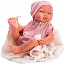 Кукла-бебе Asi Dolls - Мария, с розово боди и бежово одеало, 43 cm