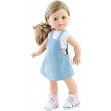 Кукла Paola Reina Soy Tú - Емма, с дънкова рокля  на точици, 42 cm