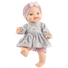 Кукла-бебе Paola Reina Los Gordis - Аник, с туника на дъгички и тюрбан, 34 cm