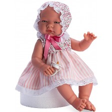 Кукла Asi Dolls - Бебе Мария, с лятна рокличка и шапка с цветя, 43 cm -1