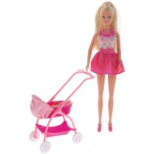 Кукла Simba Toys Steffi Love - Стефи, с количка и бебе, асортимент -1
