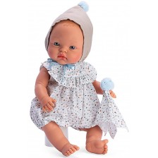 Кукла Asi Dolls - Бебе Алекс, с цветно боди и шапка с помпон, 36 cm -1