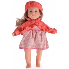 Кукла Moni Toys - С розова рокля, жилетка и шапка, 46 cm -1