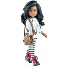 Кукла Paola Reina Amigas - Нора, с клин на райе и чанта през рамо, 32 cm