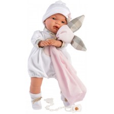 Кукла-бебе Llorens - С дрешка с мече и възглавничка, 38 cm -1