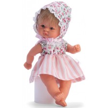 Кукла Asi Dolls Bomboncin - Бебе Чикита, с шапка  на цветя и дантели, 20 cm -1