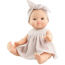 Кукла-бебе Paola Reina Los Gordis - Йохана, с рокля и тюрбан, 34 cm